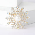 Crystal Snowflake Brooch With Pearl in Gold or Silver Tone view 6