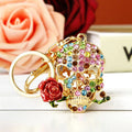Rhinestone Skull Rose Keychain Metal Crystal Bag Charm view 7