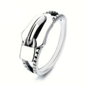 Silver Tone Zipper Ring With Polished Raised Center Detail view 1