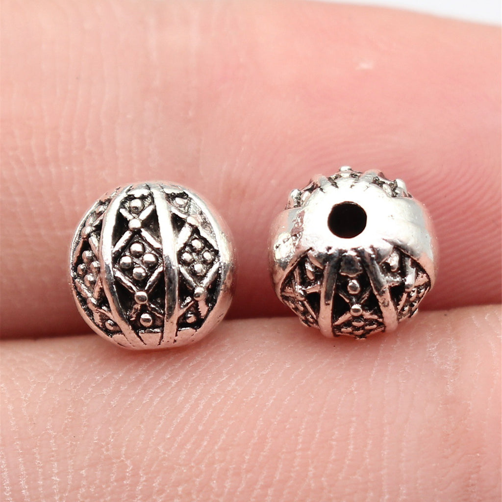 8.1x8x7.9mm 1.6g Multicolor Zinc Alloy Geometric Diamond Pattern Round Ball Beads for Jewelry Making