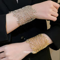 Wide Openwork Leaf Skeleton Metal Cuff Bracelets Gold Silver view 1