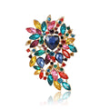 Large Multicolor Crystal Floral Cluster Brooch with Gold Tone Frame view 5