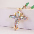 Rhinestone Airplane Keychain with Key Ring and Lobster Clasp view 10