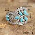 Turquoise Marquise Floral Statement Ring in Silver Tone view 4