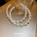 White Pearl Beaded Hoop Earrings For Women Jewelry view 2