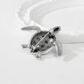 Black Silver Tone Sea Turtle Two Designs Metal Brooch Pin view 5