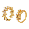 Gold Geometric Open Rings Baguette Clear Stones Two Styles view 5