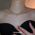 Open Link Textured Chain Necklace Decorative Jewelry view 1