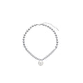 Gray Pearl Crystal V Front Large Pearl Pendant Necklace view 5
