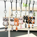 Six Colorful Cat Figure Phone Strap Charm Design Set view 1