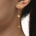 Gold Fluted Flower Station Necklace Drop Earrings Set view 2