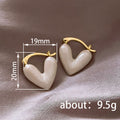 Gold Tone Pink Heart Huggie Earrings with Glossy Enamel Inlays view 4