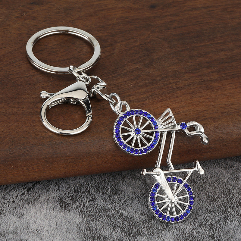 Bicycle Rhinestone Keychain Sport Bike Charm for Keys and Bags