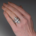 Silver-Tone Brass Elongated Ring, Clear and Blue Cubic Zirconia view 3
