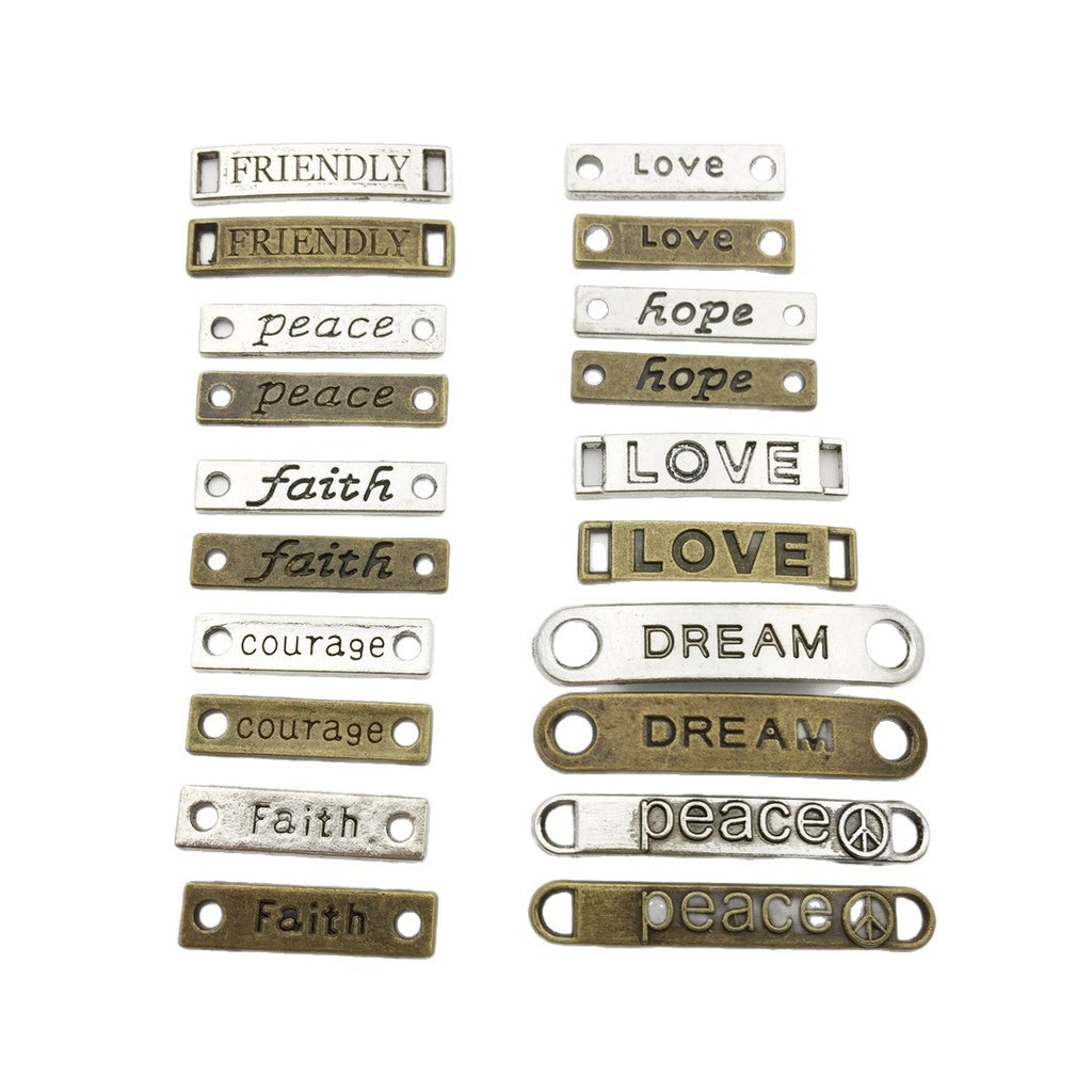 Zinc Alloy LOVE Letter Bar Connector Charm with Double Holes for DIY Bracelet Jewelry