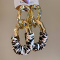 Fabric Wrapped Chain Drop Earrings in Three Colors view 7
