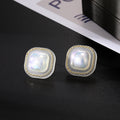Gold Tone Chunky Faceted Heart and Square Stud Earrings view 6