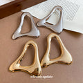 Open Triangle Metal Stud Earrings in Polished Statement Design view 4