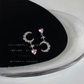 Silver Asymmetric Moon Heart Crystal Drop Earrings Pair view 4