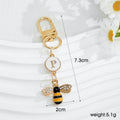 Gold-Tone Rhinestone Bee Keychain with Enamel Letter Charm view 2