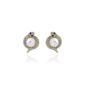 Gold and Silver Snake Swirl Pearl Look Statement Stud Earrings view 5