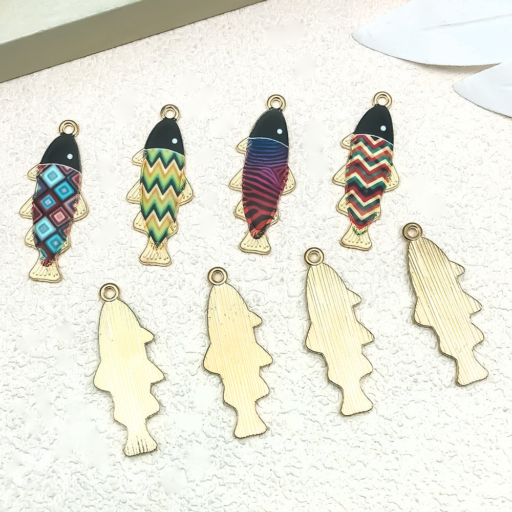 14x36mm Enamel Zinc Alloy Small Fish charm pendants for DIY earrings keychains and jewelry accessories