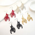 Gold Silver Black and Red Koi Outline Hook Earrings view 1