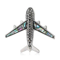 Crystal Airplane Brooch With Iridescent Shell Inlay Wings view 5