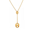 Polished Coffee Bean Y Lariat Necklace Gold and Steel Tones view 5