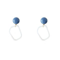 Dusty Blue Ball Stud White Open Geometric Drop Earrings view 5