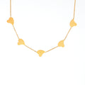 Multi Heart Station Necklace Gold Tone Titanium Steel Chain view 5