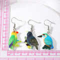 Silver Tone Colorful Resin Bird Novelty Hook Earrings view 4