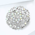 Silver Crystal Sunflower Brooch Openwork Rhinestone Pin view 2