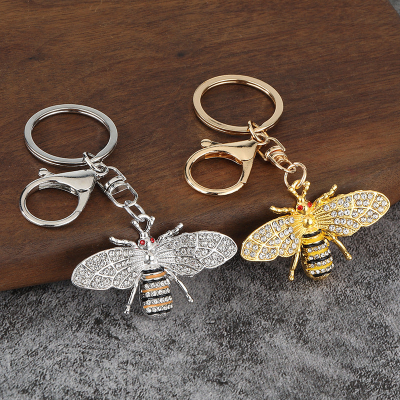 Rhinestone Bee Alloy Keychain Bag Charm Car Key Accessory
