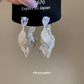Silver Tone Layered Leaf Cluster Drop Earrings Jewelry view 4