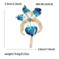 Blue And Purple Enamel Orchid Brooch With Crystal Curves view 4