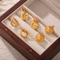 Gold Shell Drop Open Teardrop Star Stud Earrings Three Styles view 2