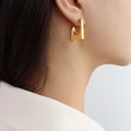 Gold And Steel Geometric Square Open Stud Earrings view 4