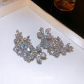 Silver Tone Crystal Leaf and Flower Ear Cuff Clips view 3
