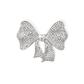 Silver Tone Crystal Wide Bow Metal Brooch Pin for Jackets view 1