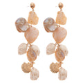 Gold Tone Long Drop Earrings With Irregular Shell Like Pieces view 5