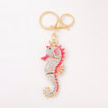 Rhinestone Enamel Crown Seahorse Keychain Metal Bag Charm view 5