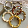 Tube Acrylic Stretch Bracelets Gold Spacers Leopard Gold view 3