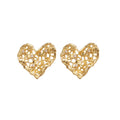 Openwork Heart Stud Earrings in Silver and Gold Tones view 5
