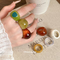 Chunky Marbled Resin Dome Rings Five Color Options view 2