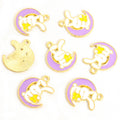 Enamel Rabbit on Crescent Moon Charms in Seven Bright Colors view 7