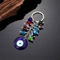 Silver Tone Beaded Glass Evil Eye Split Ring Keychains view 5
