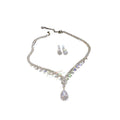 Two Silver Tone Crystal Necklace Earring Sets With Teardrop Designs view 5