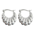 Silver Scalloped Fluted Huggie Hoop Earrings Latch Back view 5