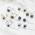 Blue Evil Eye Stud Earrings and Adjustable Rings in Four Finishes view 1